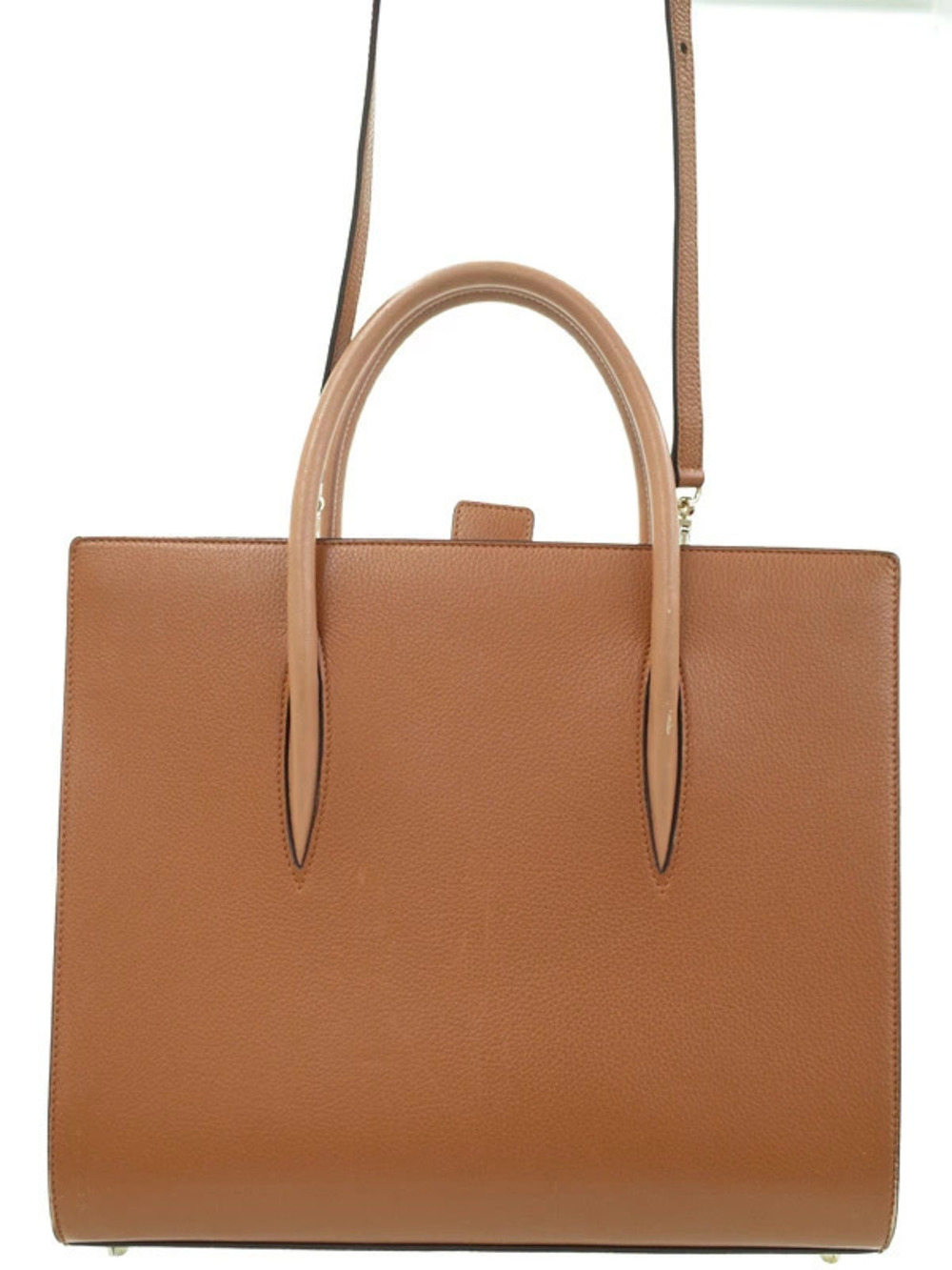 Christian Louboutin brown leather Paloma tote bag rounded top handles